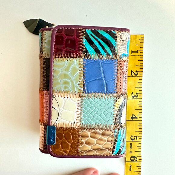 VERA PELLE | Italian Leather TriFold Multi Color Women Wallet Patchwork … - Picture 3 of 15